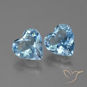 Gemme di Topazio Celeste naturale da 6.30 ct, Cuore, VVS