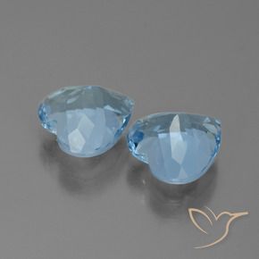 Gemme di Topazio Celeste naturale da 6.30 ct, Cuore, VVS
