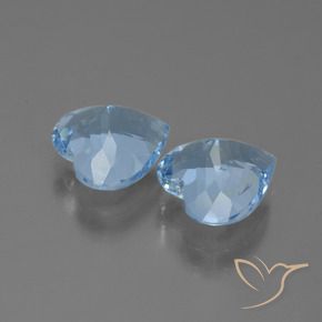 Gemme di Topazio Celeste naturale da 5.73 ct, Cuore, VVS-VS
