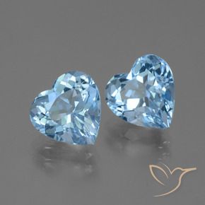 Gemme di Topazio Celeste naturale da 6.37 ct, Cuore, VVS-VS