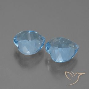 Gemme di Topazio Celeste naturale da 6.37 ct, Cuore, VVS-VS