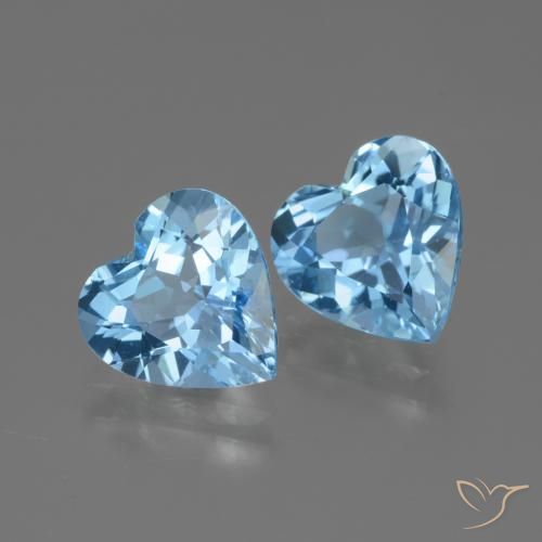 Gemme di Topazio Blu svizzero naturale da 5.27 ct, Cuore, VVS-VS