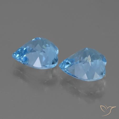 Gemme di Topazio Blu svizzero naturale da 5.27 ct, Cuore, VVS-VS