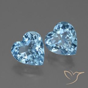 Gemme di Topazio Celeste naturale da 5.83 ct, Cuore, VVS