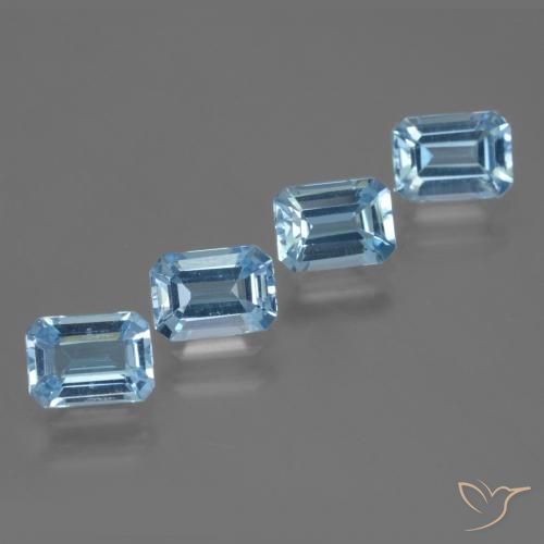 Gemme di Topazio Blu svizzero naturale da 4.98 ct, Ottagonale / Taglio smeraldo, VVS-VS