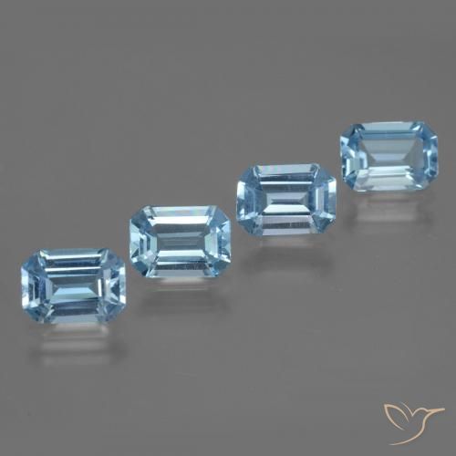 Gemme di Topazio Blu svizzero naturale da 4.18 ct, Ottagonale / Taglio smeraldo, VVS-VS
