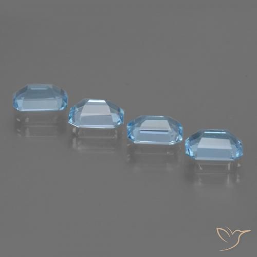 Gemme di Topazio Blu svizzero naturale da 4.18 ct, Ottagonale / Taglio smeraldo, VVS-VS
