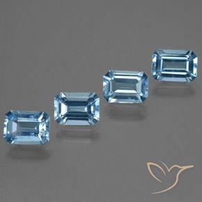 Gemme di Topazio Blu svizzero naturale da 4.56 ct, Ottagonale / Taglio smeraldo, VVS-VS