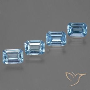 Gemme di Topazio Celeste naturale da 4.76 ct, Ottagonale / Taglio smeraldo, VVS-VS
