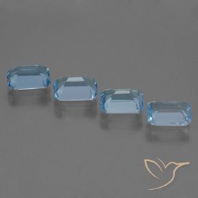 Gemme di Topazio Celeste naturale da 4.76 ct, Ottagonale / Taglio smeraldo, VVS-VS