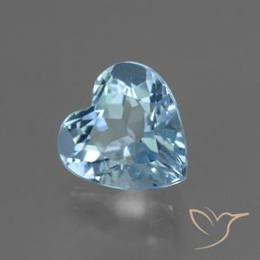 Topazio Celeste naturale da 3.15 ct, Cuore, VVS-VS