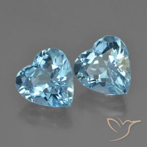 Gemme di Topazio Blu svizzero naturale da 8.65 ct, Cuore, VVS-VS