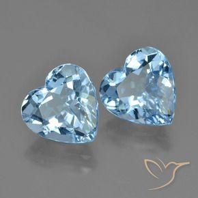 Gemme di Topazio Celeste naturale da 8.64 ct, Cuore, VS