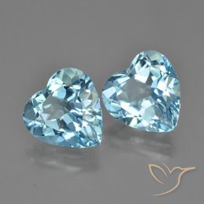 Gemme di Topazio Blu svizzero naturale da 8.36 ct, Cuore, VVS-VS