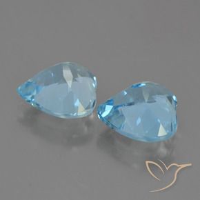 Gemme di Topazio Blu svizzero naturale da 8.36 ct, Cuore, VVS-VS