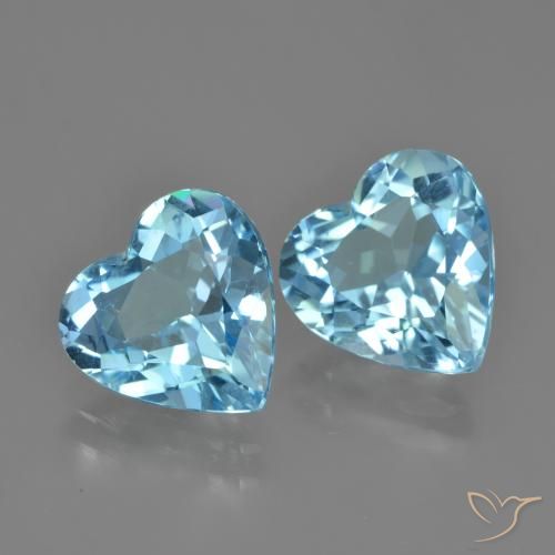 Gemme di Topazio Blu svizzero naturale da 7.89 ct, Cuore, VVS