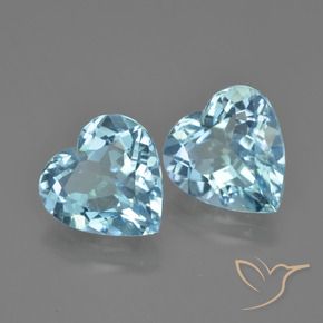 Gemme di Topazio Celeste naturale da 7.42 ct, Cuore, VS