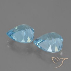Gemme di Topazio Celeste naturale da 7.42 ct, Cuore, VS