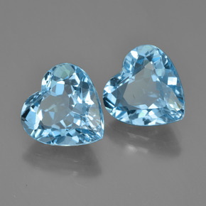 Topazio naturale blu da 8,08 ct, a forma di cuore, VVS-VS