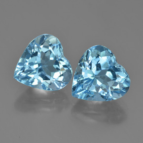 Gemme di Topazio Blu svizzero naturale da 8.80 ct, A forma di cuore, VVS-VS