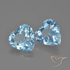Gemme di Topazio Celeste naturale da 7.41 ct, Cuore, VVS