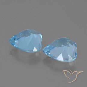 Gemme di Topazio Celeste naturale da 7.41 ct, Cuore, VVS