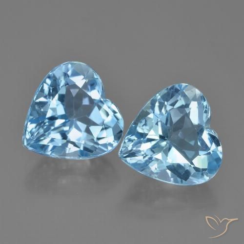 Topazio naturale blu da 8,61 ct, a forma di cuore, VVS