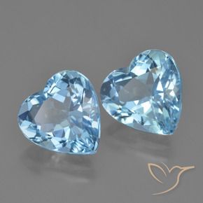 Topazio naturale blu da 8,61 ct, a forma di cuore, VVS