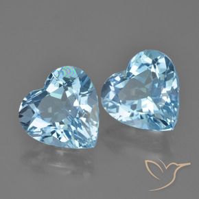 Gemme di Topazio Blu svizzero naturale da 8.34 ct, Cuore, VVS-VS
