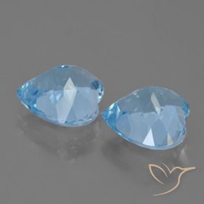 Gemme di Topazio Blu svizzero naturale da 8.34 ct, Cuore, VVS-VS