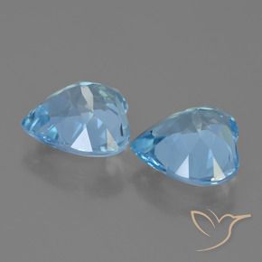 Gemme di Topazio Celeste naturale da 7.83 ct, Cuore, VVS-VS