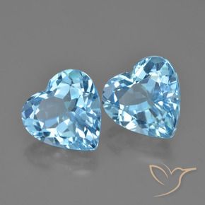 Gemme di Topazio Celeste naturale da 8.45 ct, Cuore, VVS