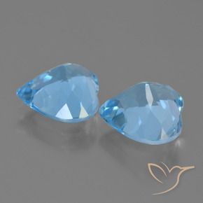 Gemme di Topazio Celeste naturale da 8.45 ct, Cuore, VVS
