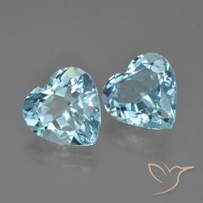 Gemme di Topazio Celeste naturale da 8.81 ct, Cuore, VVS-VS