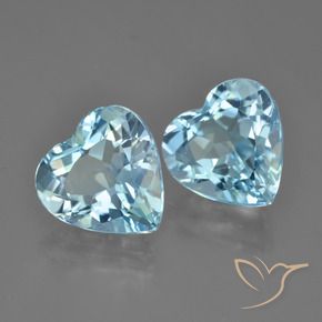 Gemme di Topazio Celeste naturale da 8.03 ct, Cuore, VVS