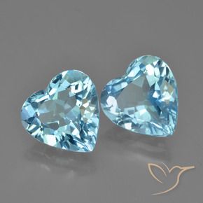 Gemme di Topazio Celeste naturale da 7.65 ct, Cuore, VVS-VS