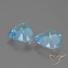 Gemme di Topazio Celeste naturale da 7.65 ct, Cuore, VVS-VS