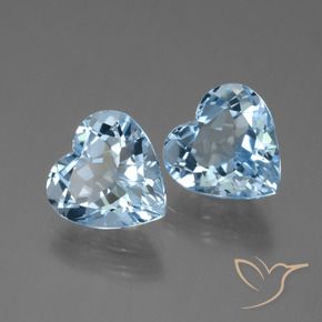 Gemme di Topazio Celeste naturale da 8.28 ct, Cuore, VVS-VS