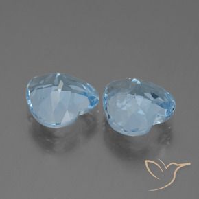 Gemme di Topazio Celeste naturale da 8.28 ct, Cuore, VVS-VS