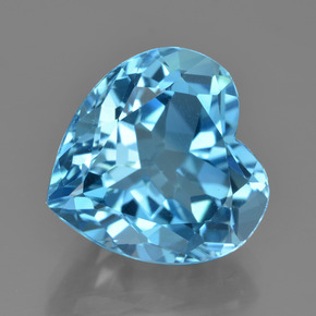 Topazio Blu intenso naturale da 9.76 ct, A forma di cuore, VVS