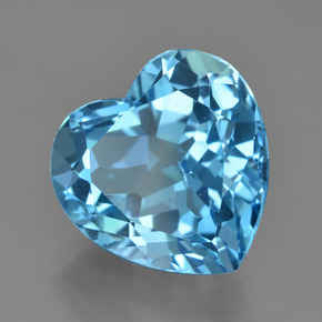 Topazio Blu intenso naturale da 9.76 ct, A forma di cuore, VVS