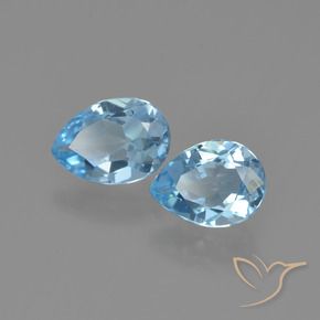 Gemme di Topazio Celeste naturale da 1.63 ct, Forma a pera, VVS