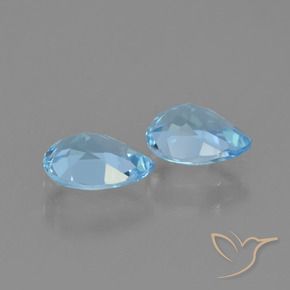 Gemme di Topazio Celeste naturale da 1.63 ct, Forma a pera, VVS