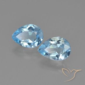 Gemme di Topazio Celeste naturale da 1.70 ct, Forma a pera, VVS-VS