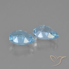 Gemme di Topazio Celeste naturale da 1.70 ct, Forma a pera, VVS-VS