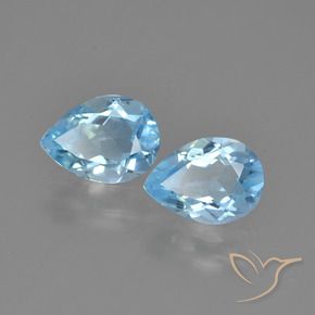 Gemme di Topazio Celeste naturale da 1.55 ct, Forma a pera, VVS-VS