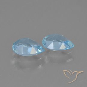 Gemme di Topazio Celeste naturale da 1.55 ct, Forma a pera, VVS-VS