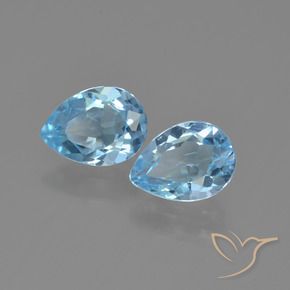 Gemme di Topazio Celeste naturale da 1.71 ct, Forma a pera, VVS