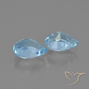 Gemme di Topazio Celeste naturale da 1.71 ct, Forma a pera, VVS
