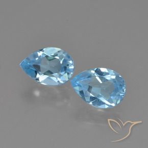 Gemme di Topazio Celeste naturale da 1.52 ct, Forma a pera, VVS-VS